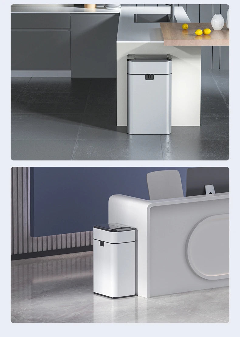 mart Stainless Steel Trash Can 20–60L – Touchless Sensor Kitchen Bin with Wheels