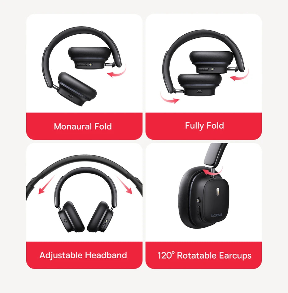 BASEUS Bowie 30 Max ANC Wireless Headphones – LDAC, Spatial Audio, 65H Battery