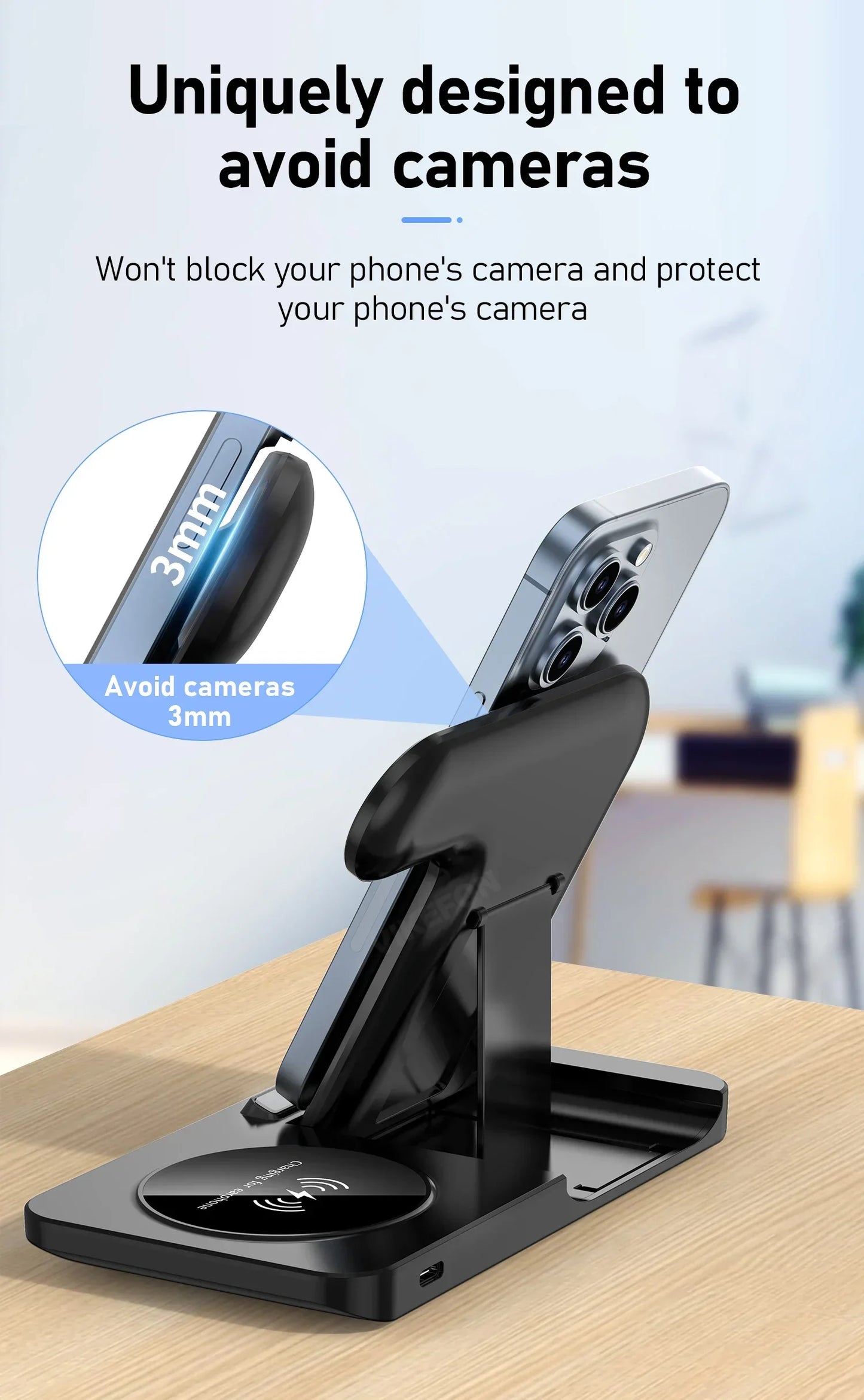3-in-1 Foldable Fast Wireless Charger for iPhone, Watch & AirPods