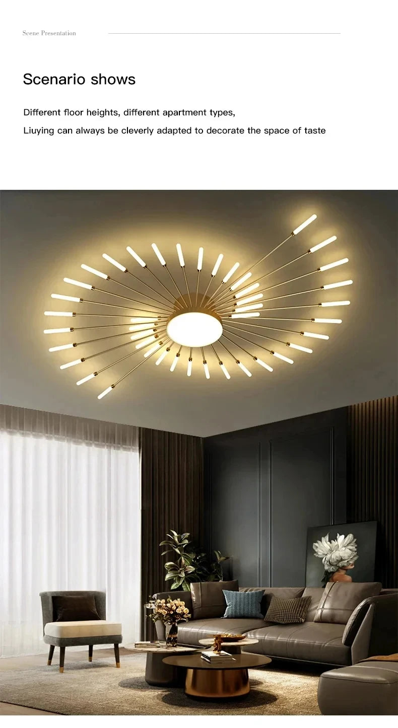 AuroraRealm Modern Black LED Ceiling Light | Large Diameter, Remote Control