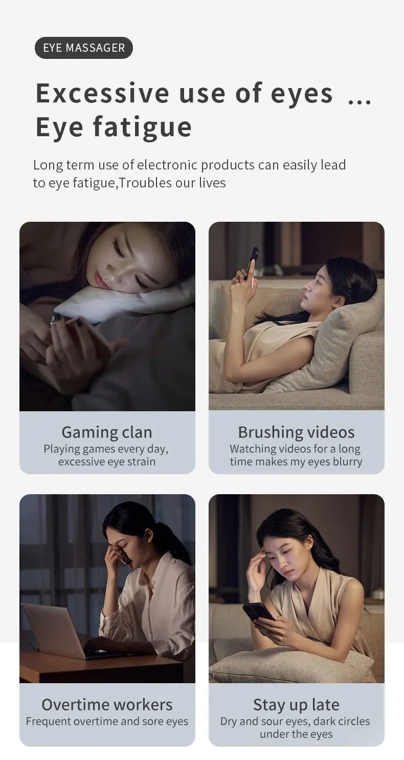 VIMYSHOW Heat & Cool Eye Massager – 12 Node Acupressure with Bluetooth Music