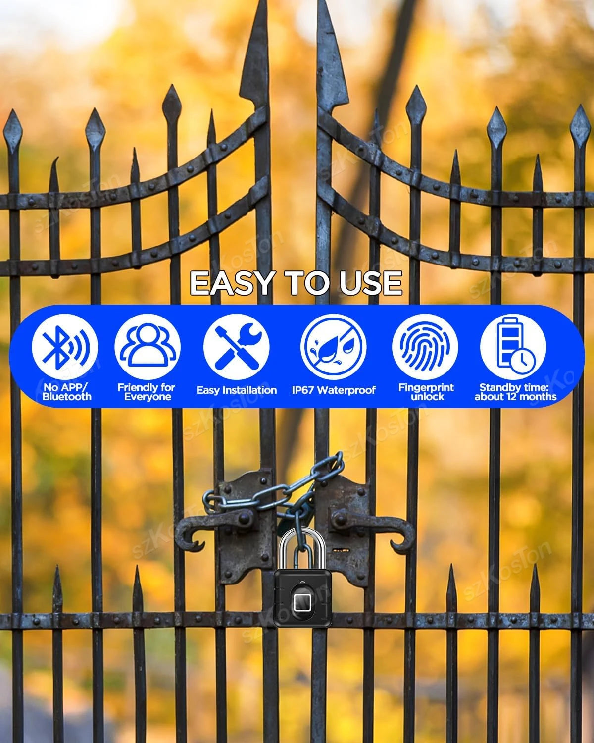 Fingerprint Padlock – IP67 Biometric Keyless Lock for Locker, Luggage & Gate