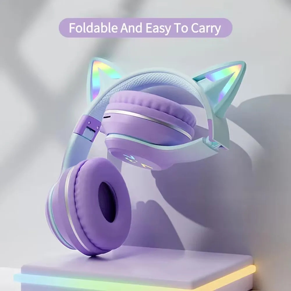 Over-Ear ANC Headset with RGB Cat Ears – Wired & Wireless, Gaming Mode