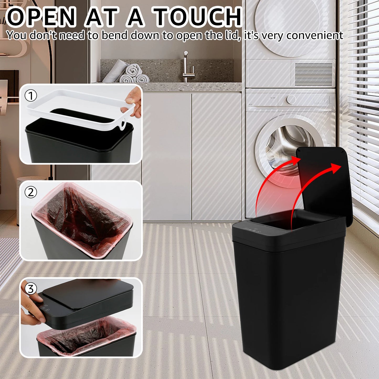 Willstar Automatic Sensor Trash Can – 12L Touch-Free Waste Bin (Battery Powered)