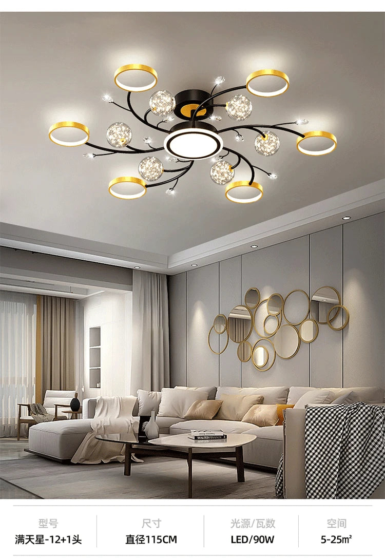 Artpad Modern Star Moon Ceiling Light Fixture | Romantic LED Chandelier for Bedroom & Living Room