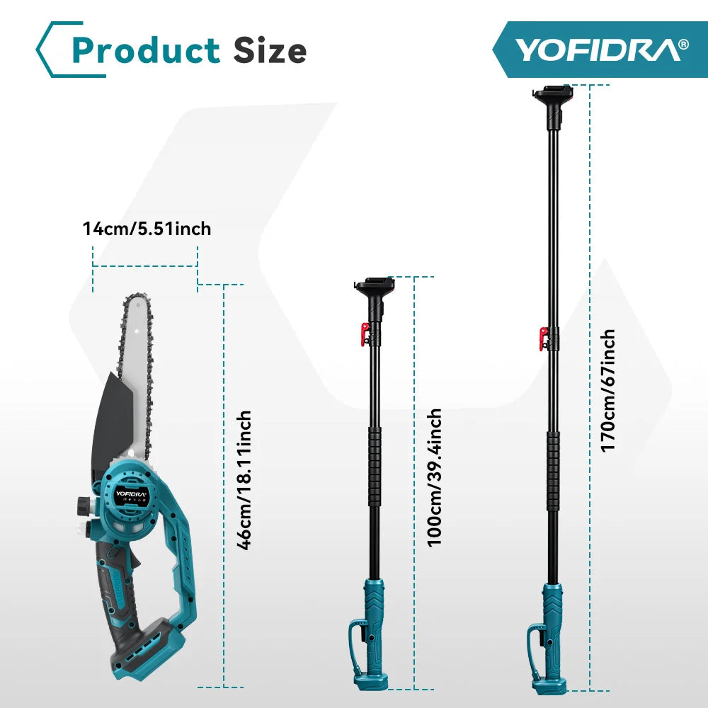 Yofidra Cordless Telescopic Chainsaw 8 Inch – 52,000RPM Brushless Tree Pruner Saw