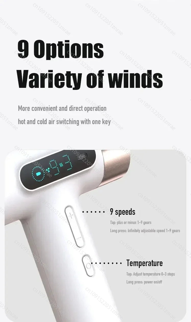 CHUBAN Wireless Hair Dryer – 100000RPM High Wind, USB-C Rechargeable