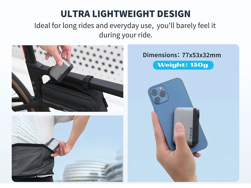 TOPUMP Mini Electric Bike Tire Inflator 110PSI Cordless Air Pump with Digital Display & Memory Pressure Setting