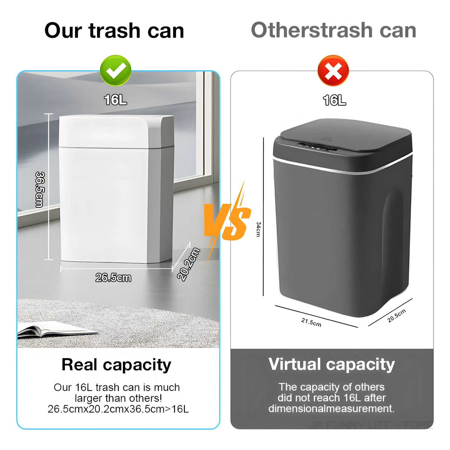 Smart Sensor Trash Can – Dual Induction Wave & Knee Open Bin (12L / 16L)