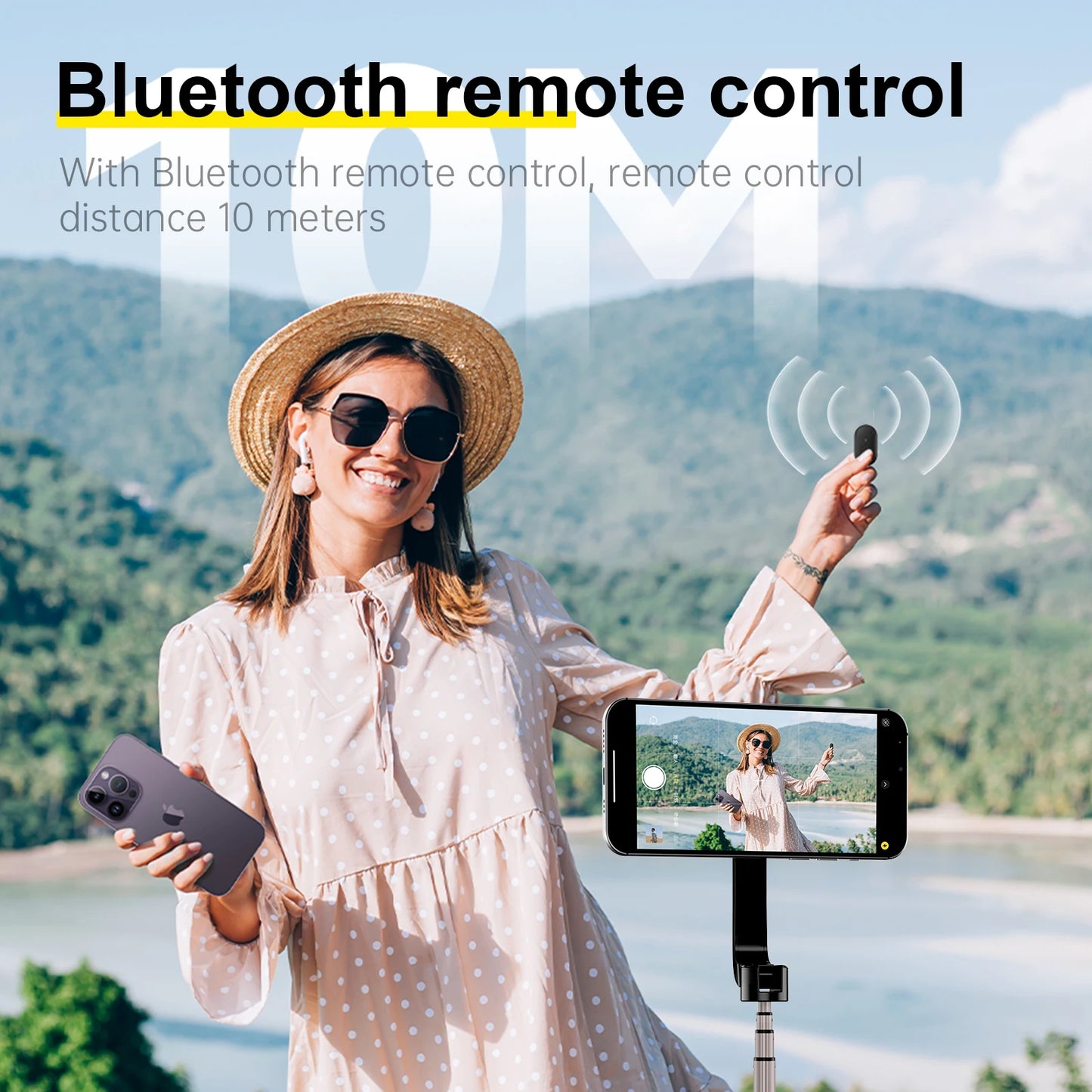 Magnetic Selfie Stick Tripod for iPhone – Bluetooth Remote & 360° Rotation