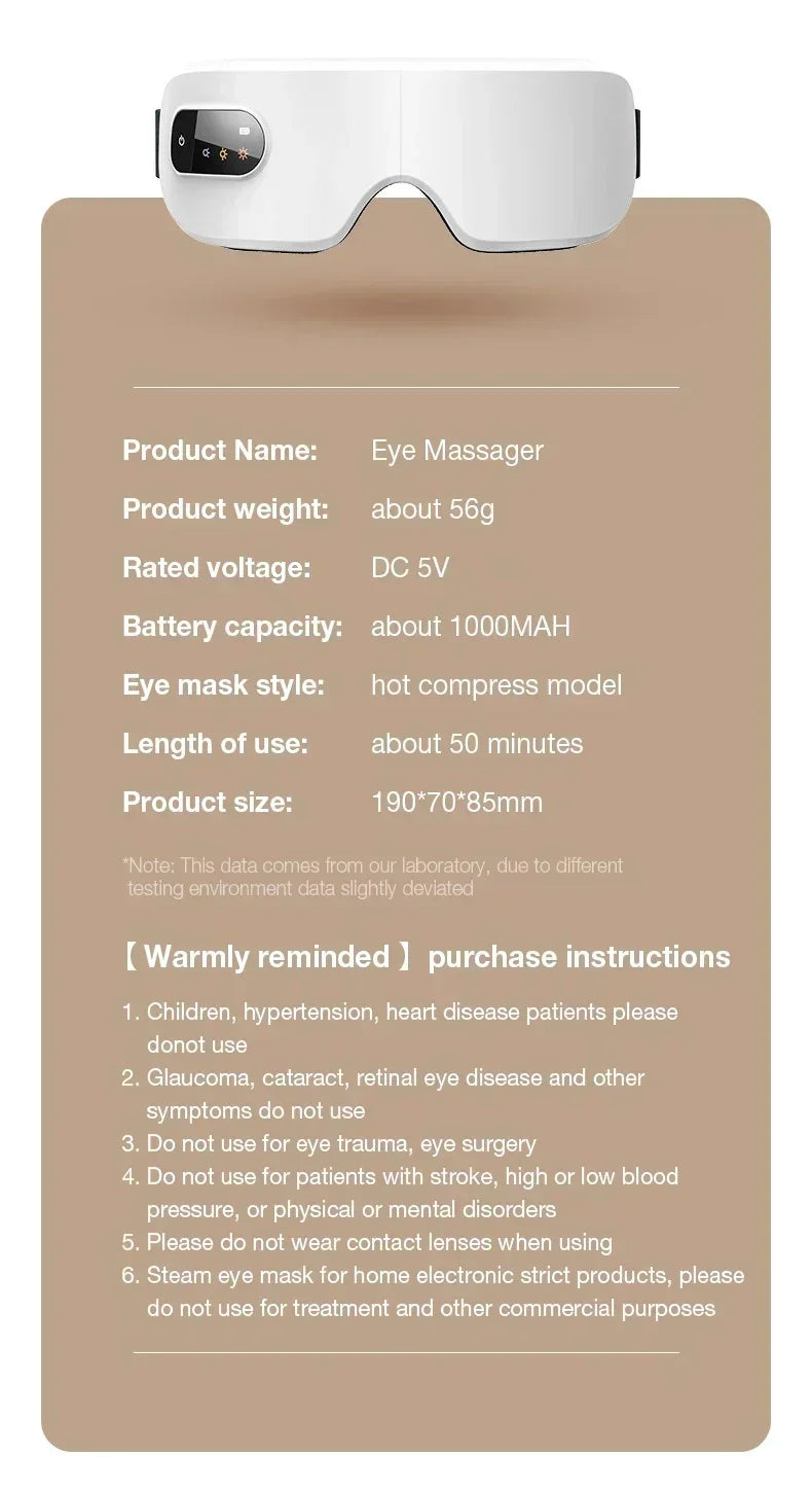 KEMOKO Heated Eye Care Massager – Airbag Vibration, Music & Timer