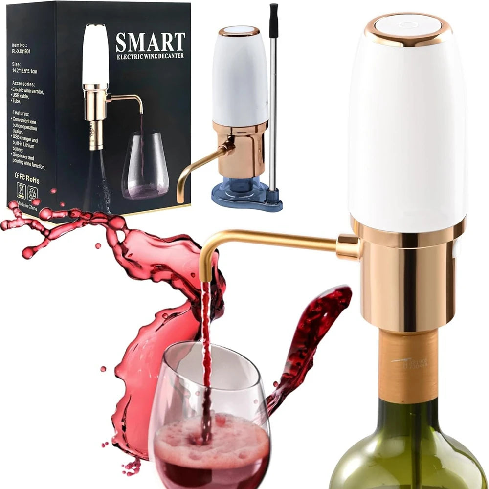 Electric Wine Decanter & Aerator – Instant USB Rechargeable Automatic Wine Pourer for Home Bar