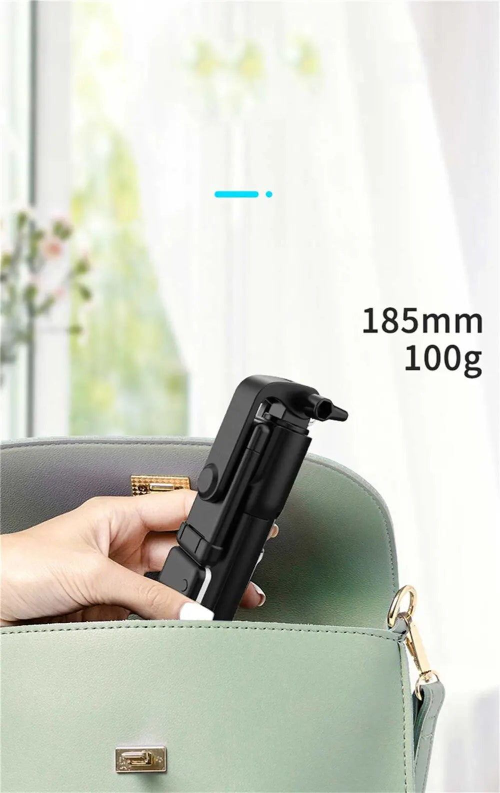 Compact Selfie Stick Tripod – Stainless Steel, Fill Light & Bluetooth Control