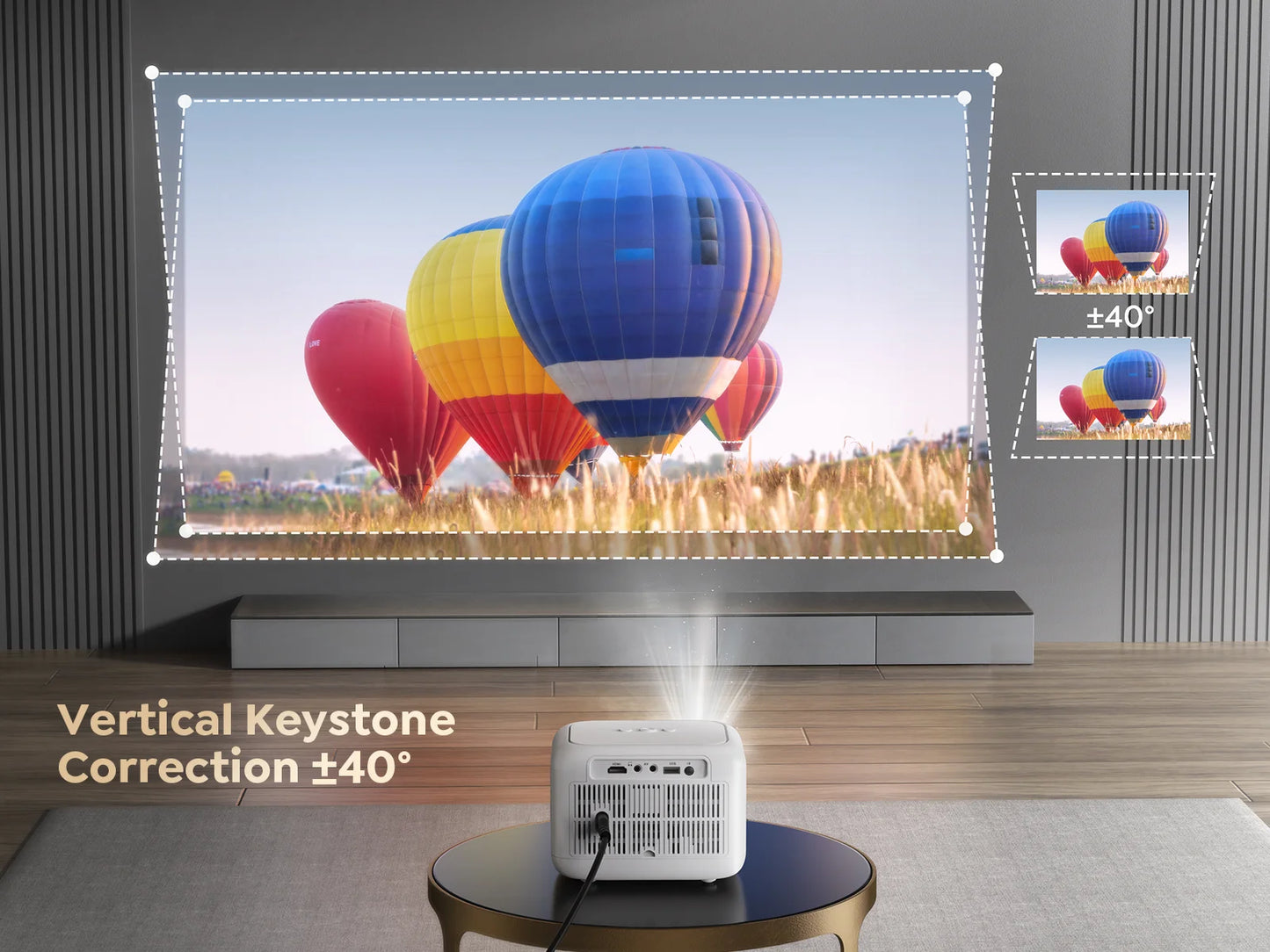 WiFi Bluetooth Projector – Auto Focus, Zoom, Outdoor Home Theater