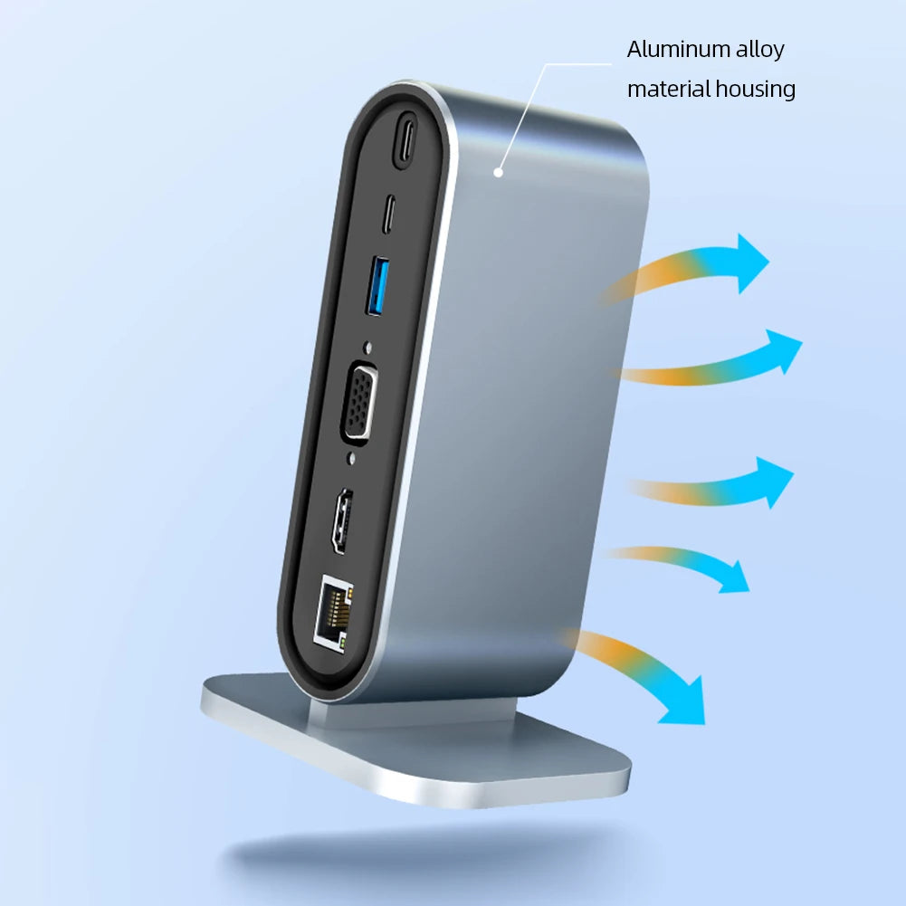 12-in-1 USB-C Docking Station – 4K HDMI, 100W PD, RJ45, Card Reader Hub