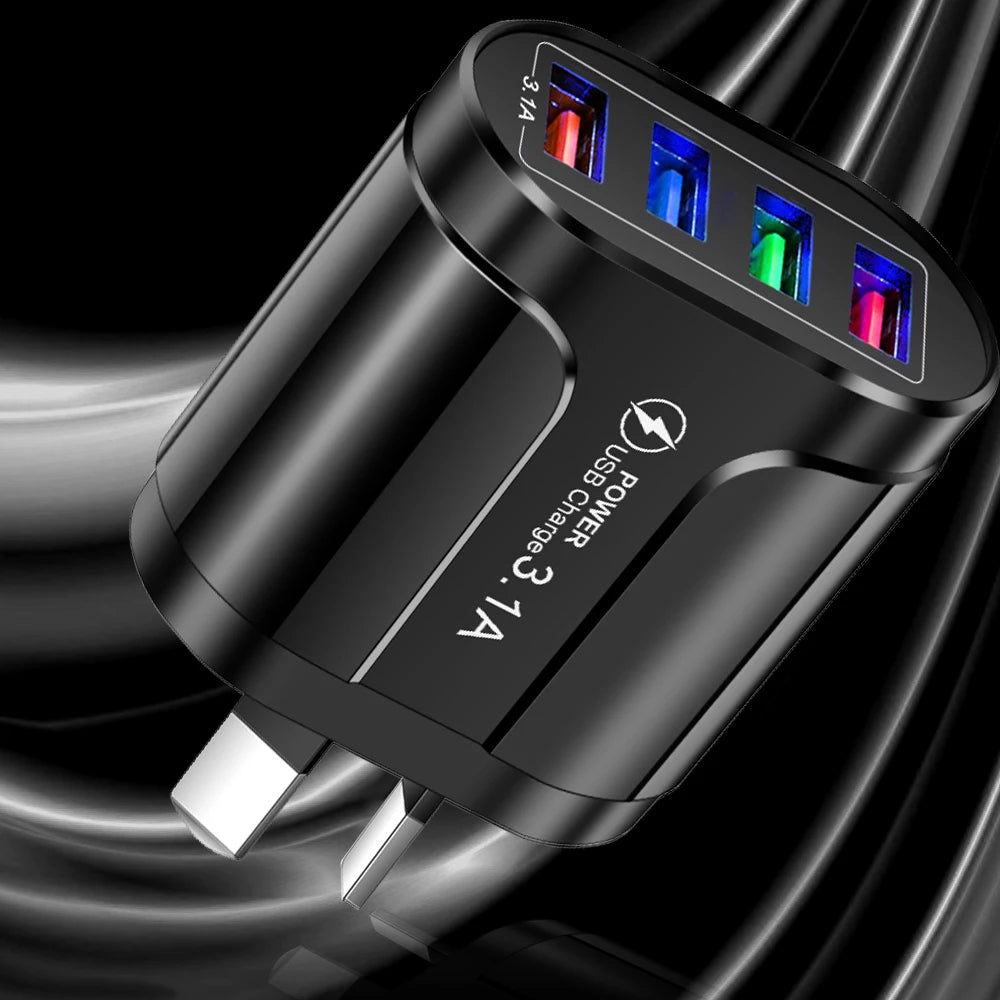 15W 4-USB Charging Station – Compact Desktop Charger for Phones & Tablets