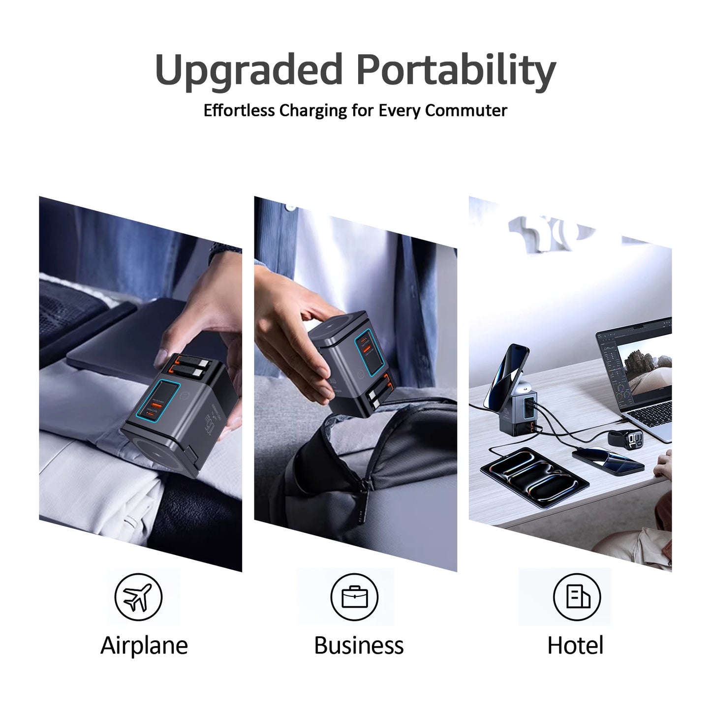 6-in-1 65W Multifunction Magnetic Wireless Charging Station for iPhone Watch AirPods USB-C