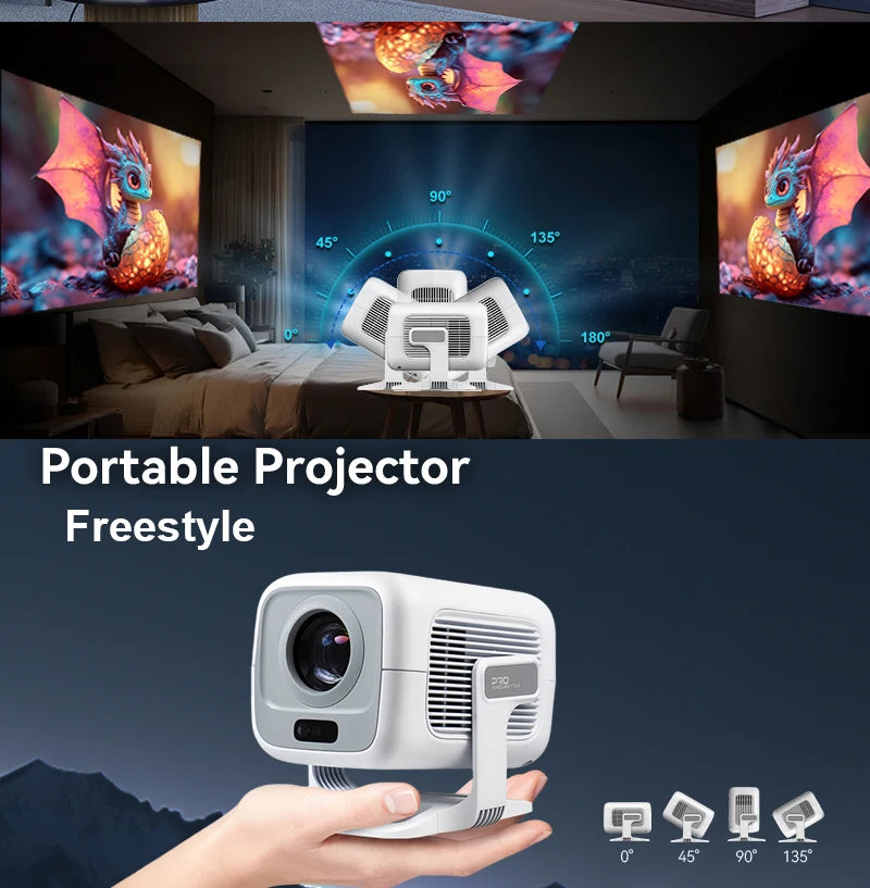 Mini Android Projector – 600 ANSI Brightness, Auto Keystone, Built-In Speaker