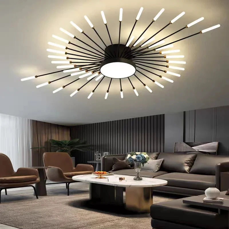 AuroraRealm Modern Black LED Ceiling Light | Large Diameter, Remote Control