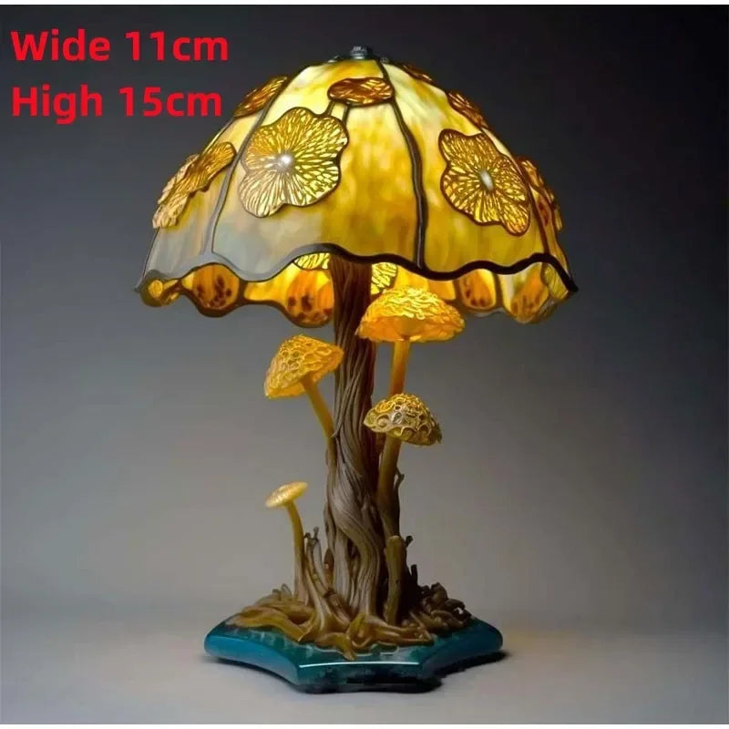 Creative Stained Glass Mushroom Table Lamp | Colorful Atmosphere Bedside Light