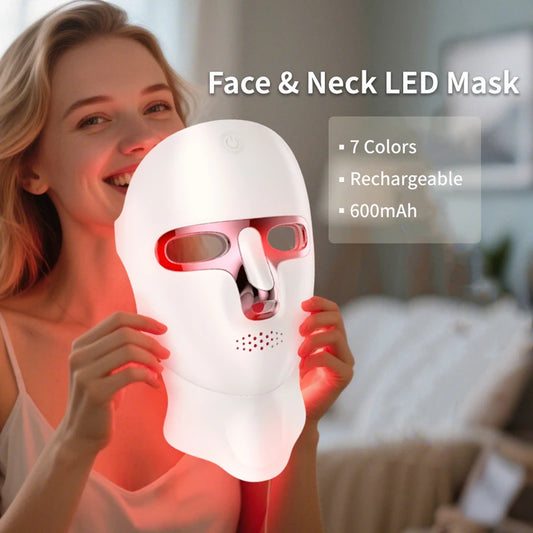Wireless LED Facial & Neck Mask 7-Color Therapy – Foreverlily Skin Care Device