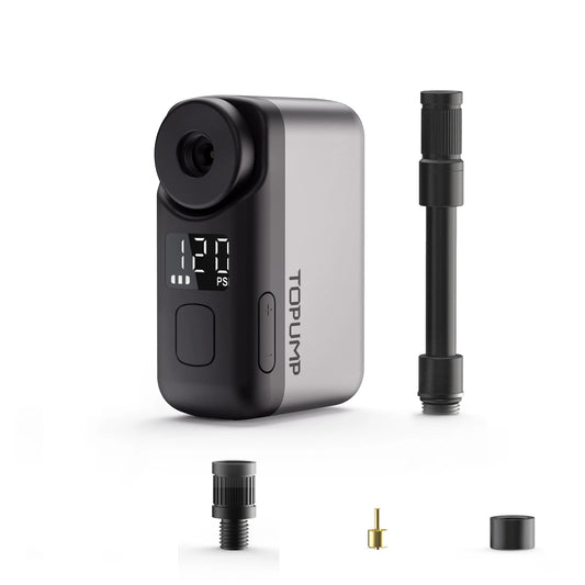 TOPUMP Mini Electric Bike Tire Inflator 110PSI Cordless Air Pump with Digital Display & Memory Pressure Setting