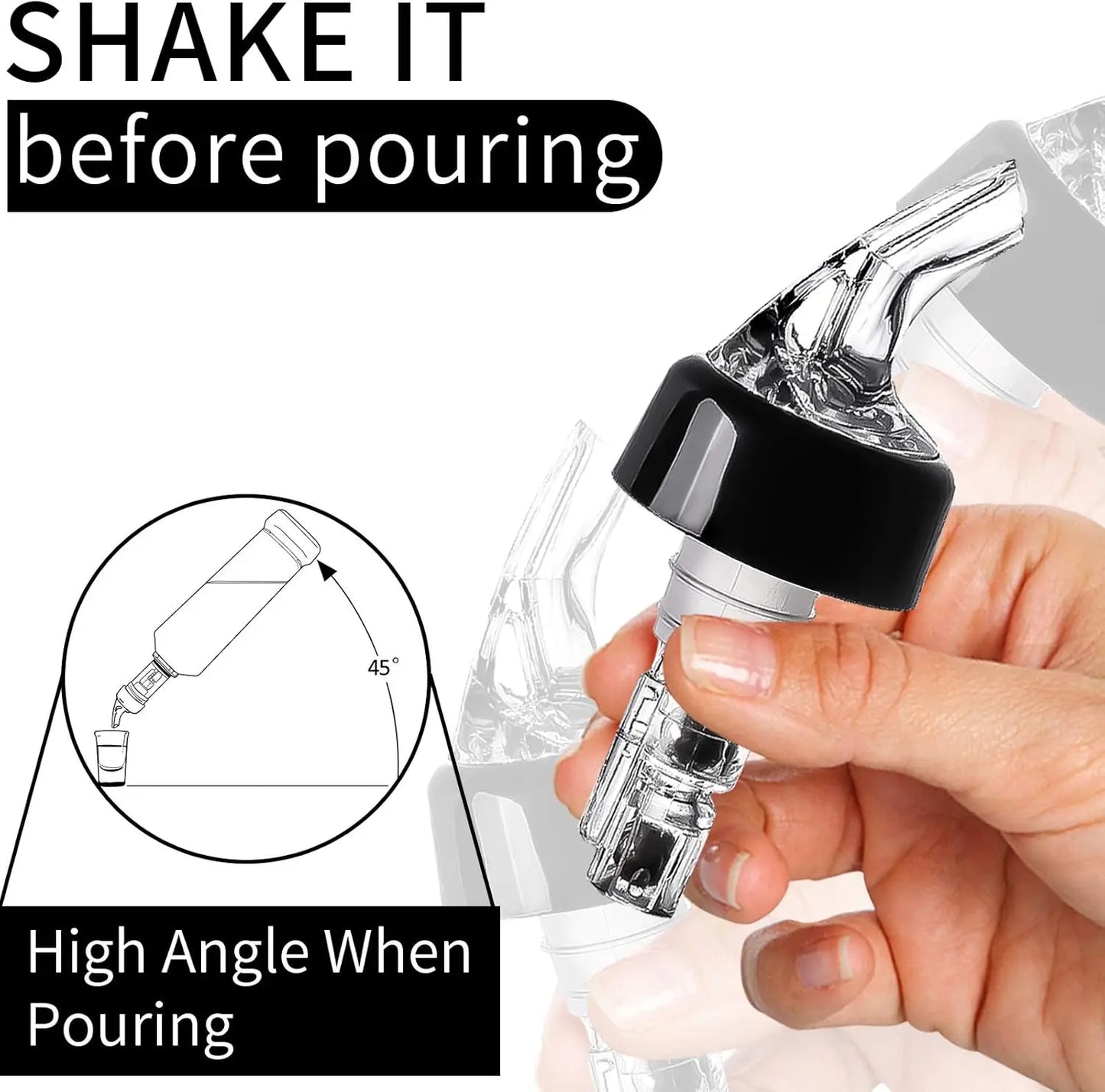 Viski Automatic Measure Liquor Pourer – Spill-Free Bottle Pourer & Wine Stopper