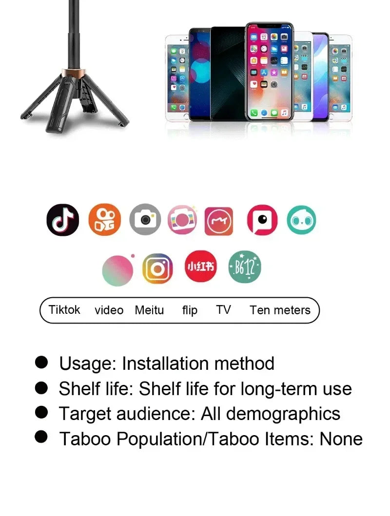Bluetooth Selfie Stick Tripod – Aluminum Extendable Phone Stand with Remote Control
