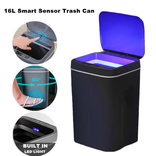 Touchless Sensor Trash Can 16L – Round Infrared Garbage Bin with Deodorizer Slot