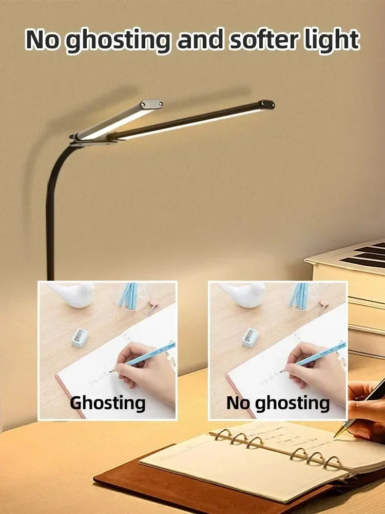 ALTCHIHYQ Double-Head LED Desk Lamp | 80cm Wide, Remote Control, 5-Level Dimming