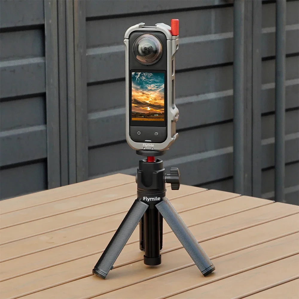 Adjustable Selfie Stick Tripod – Mini Table Tripod with Cold Shoe for GoPro & Insta360