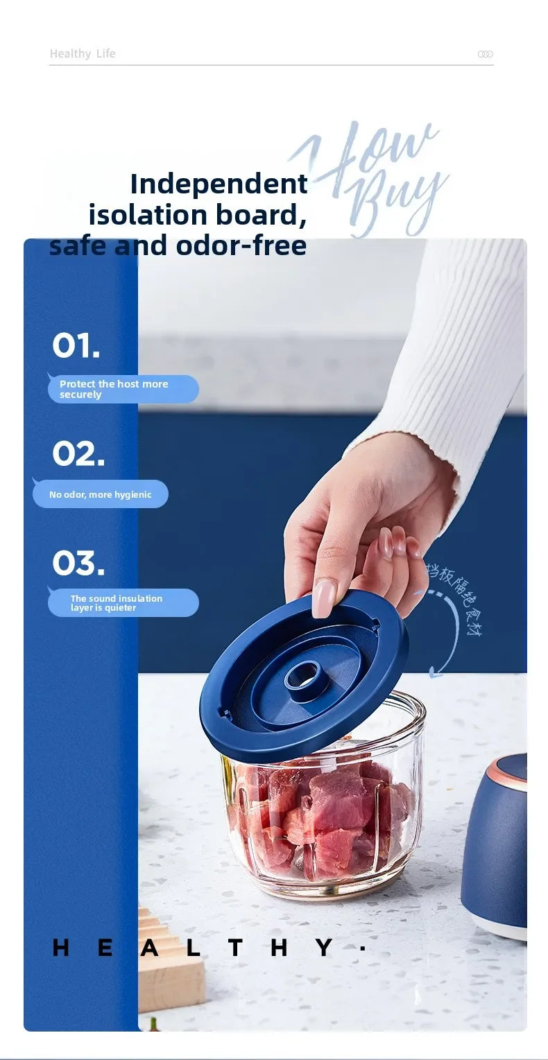 TINGBAI Portable Electric Garlic Chopper – 6-Blade USB-C Rechargeable Food Grinder