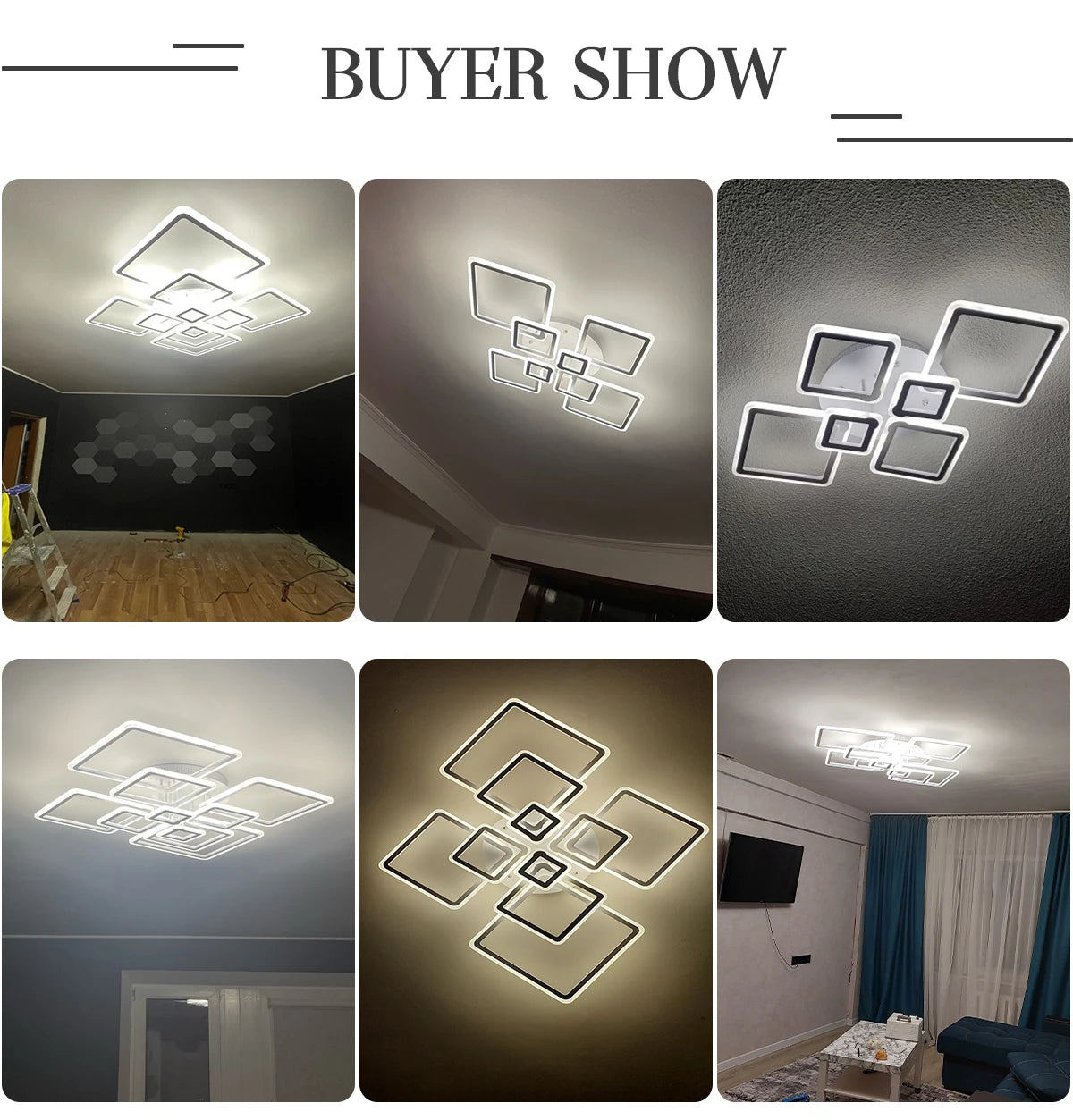 Jelena Modern Square LED Ceiling Lamp | Smart Dimming, 4–10 Head Options
