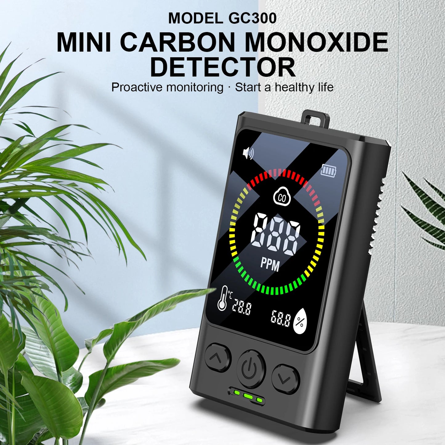 Portable Carbon Monoxide Detector with LCD Display, 85dB Alarm, Temp & Humidity Monitor, USB-C Rechargeable