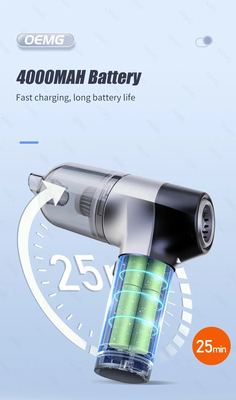 CENRR Handheld Vehicle Vacuum Cleaner – Brushless Motor, Multi-Nozzle Car & Home Cleaner