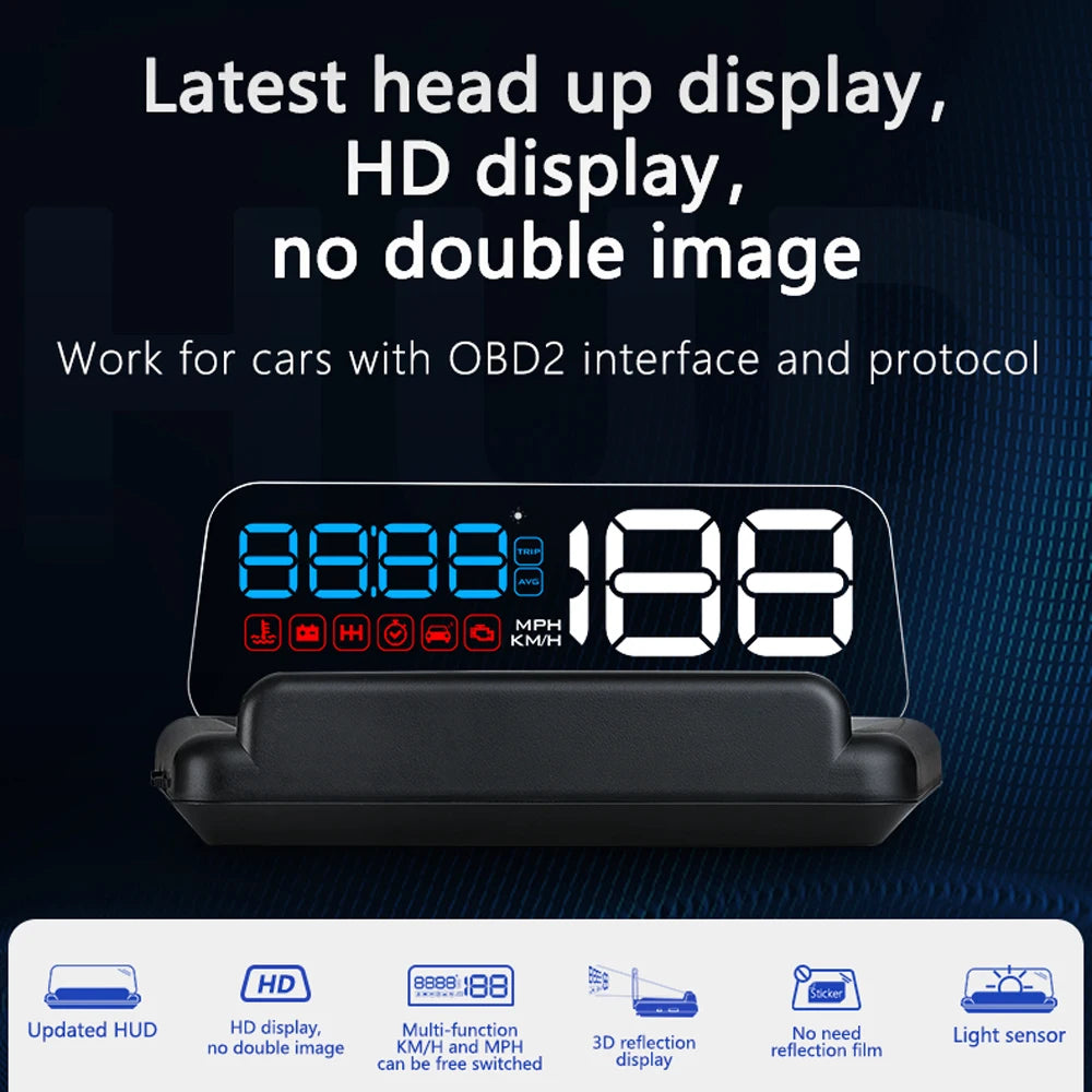 ZMFJH C500 OBD2 / T900 GPS Head-Up Display – Digital Speedometer with RPM, Fuel, Voltage & Alarm Alerts (KM/H & MPH)