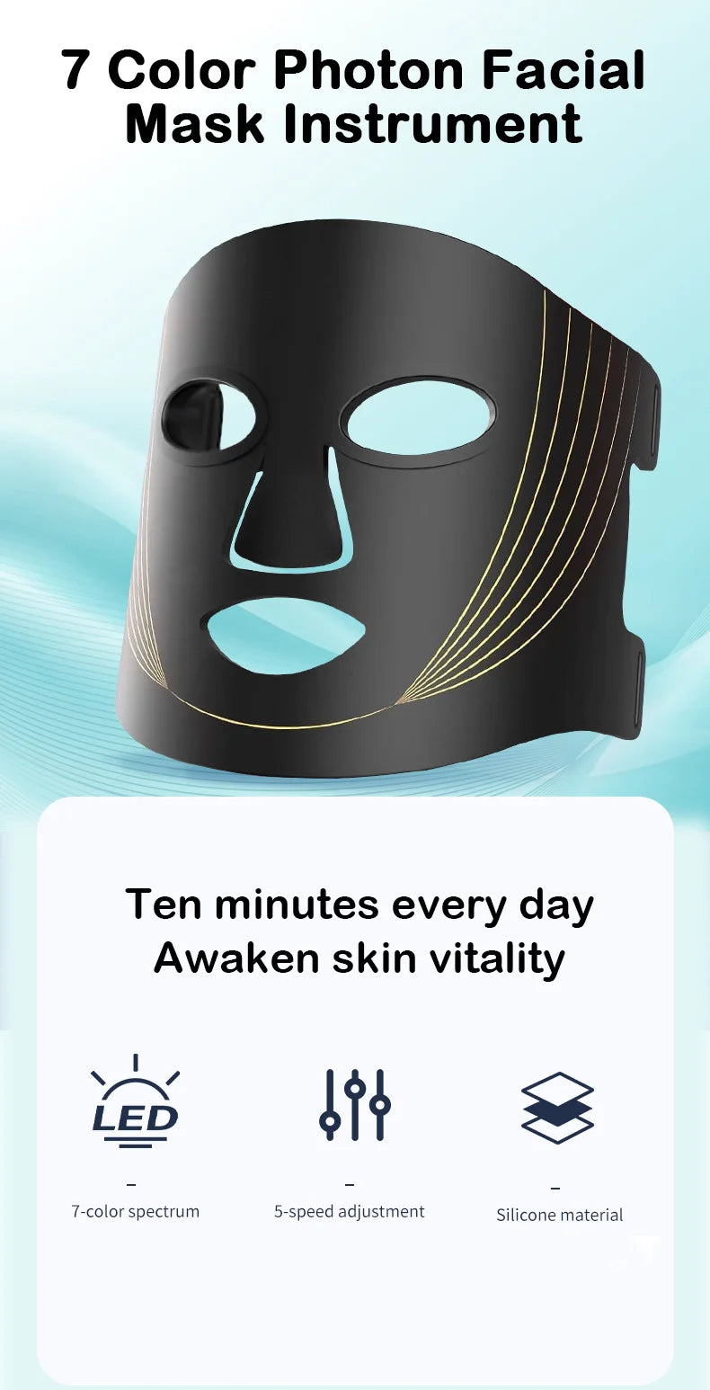Yuwell Professional LED Silicone Face Mask – Wireless 7-Color Light Therapy