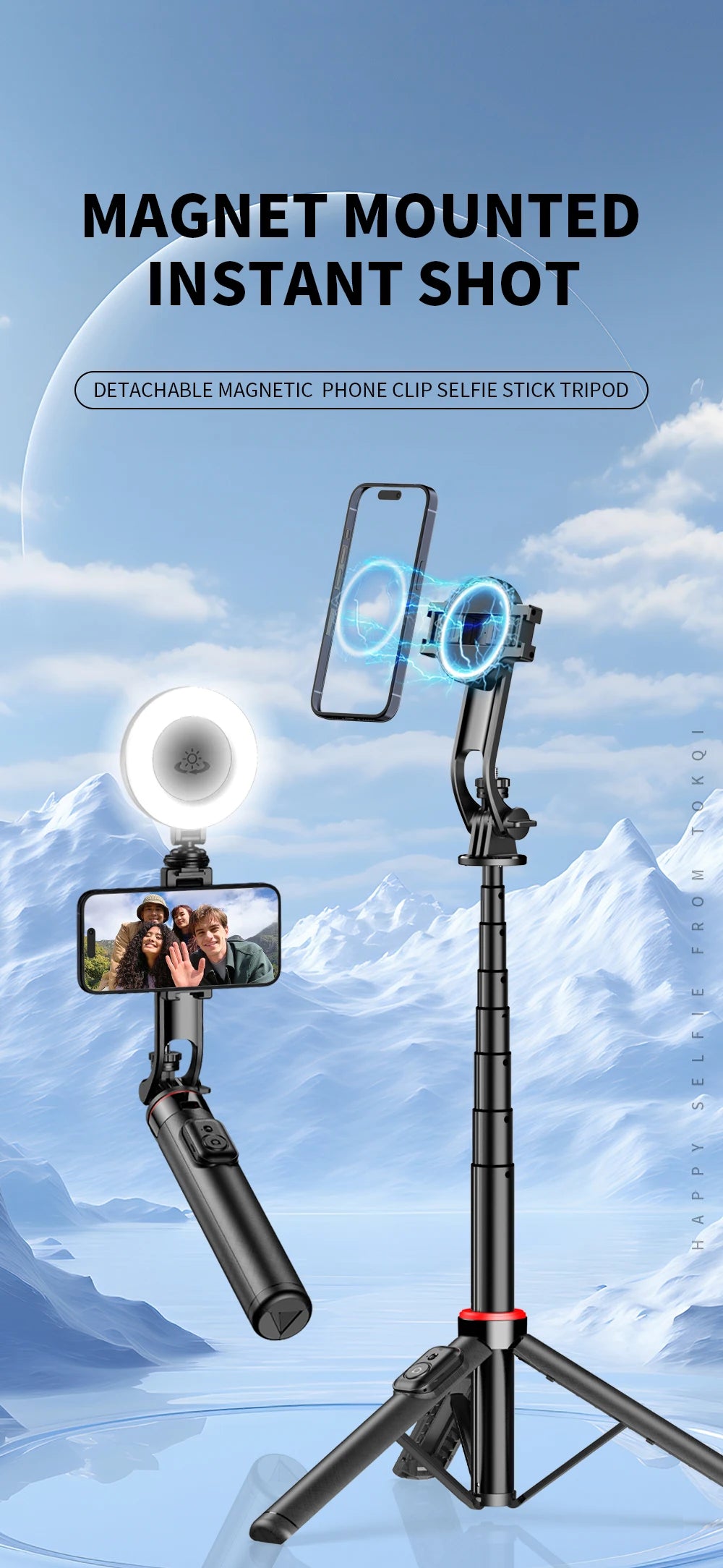 Magnetic Bluetooth Selfie Stick Tripod with Remote – Selfieshow C20