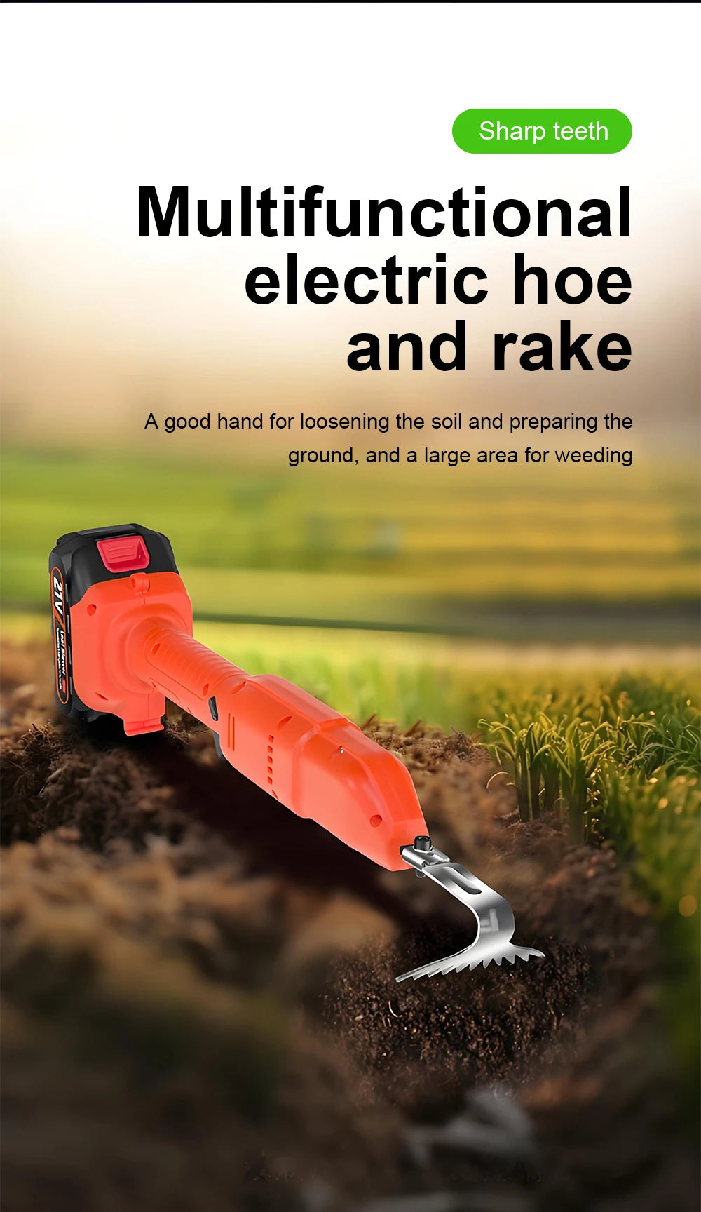 Electric Garden Tool Cordless Cultivator 21V or 24V Battery Random Supply Garden Equipment