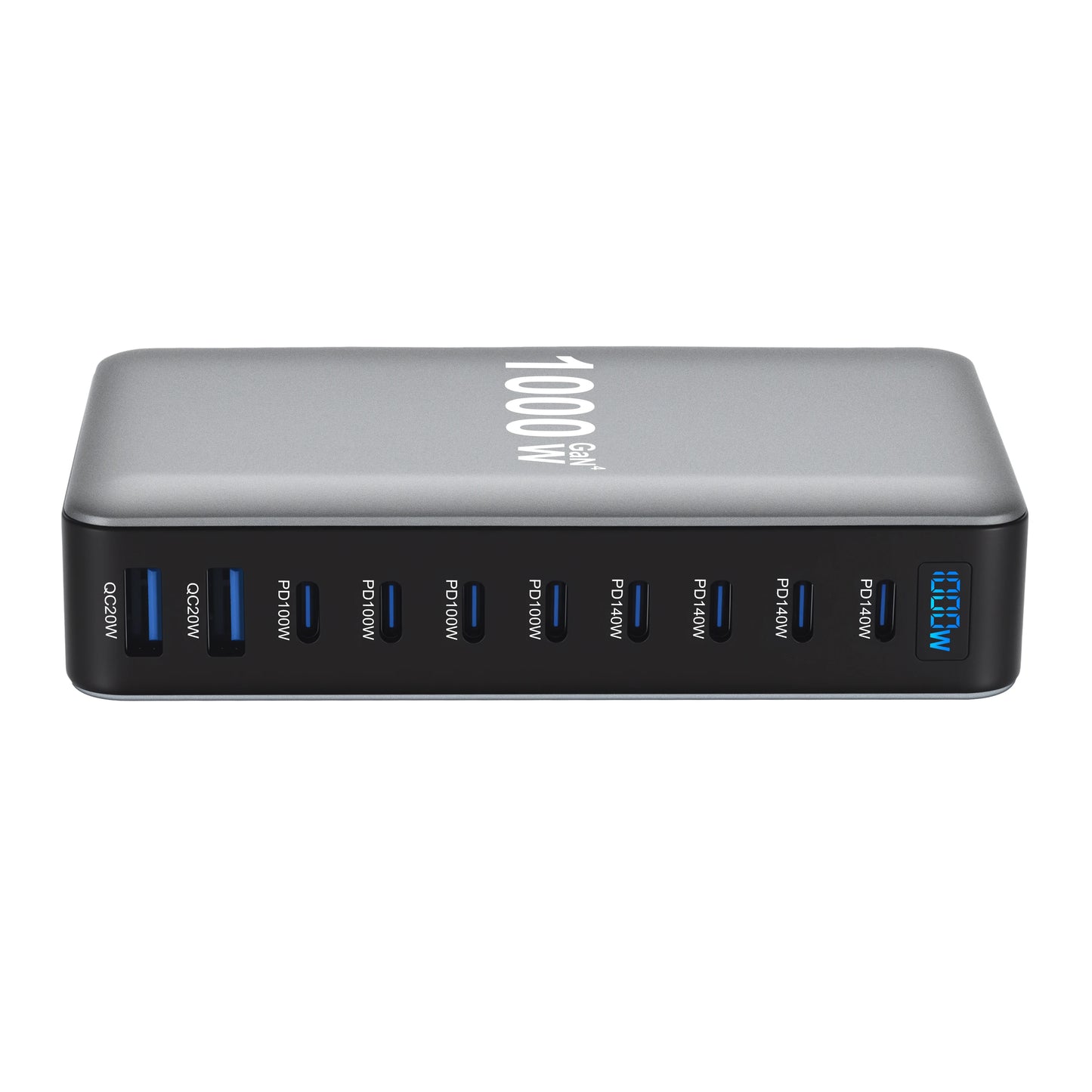Ultra-Power 1000W GaN Desktop Charger – 10-Port Fast Charging Station