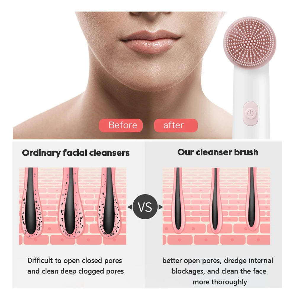 AFDEAL Battery Powered Facial Cleansing Brush – Waterproof 2-Speed Silicone Face Cleaner