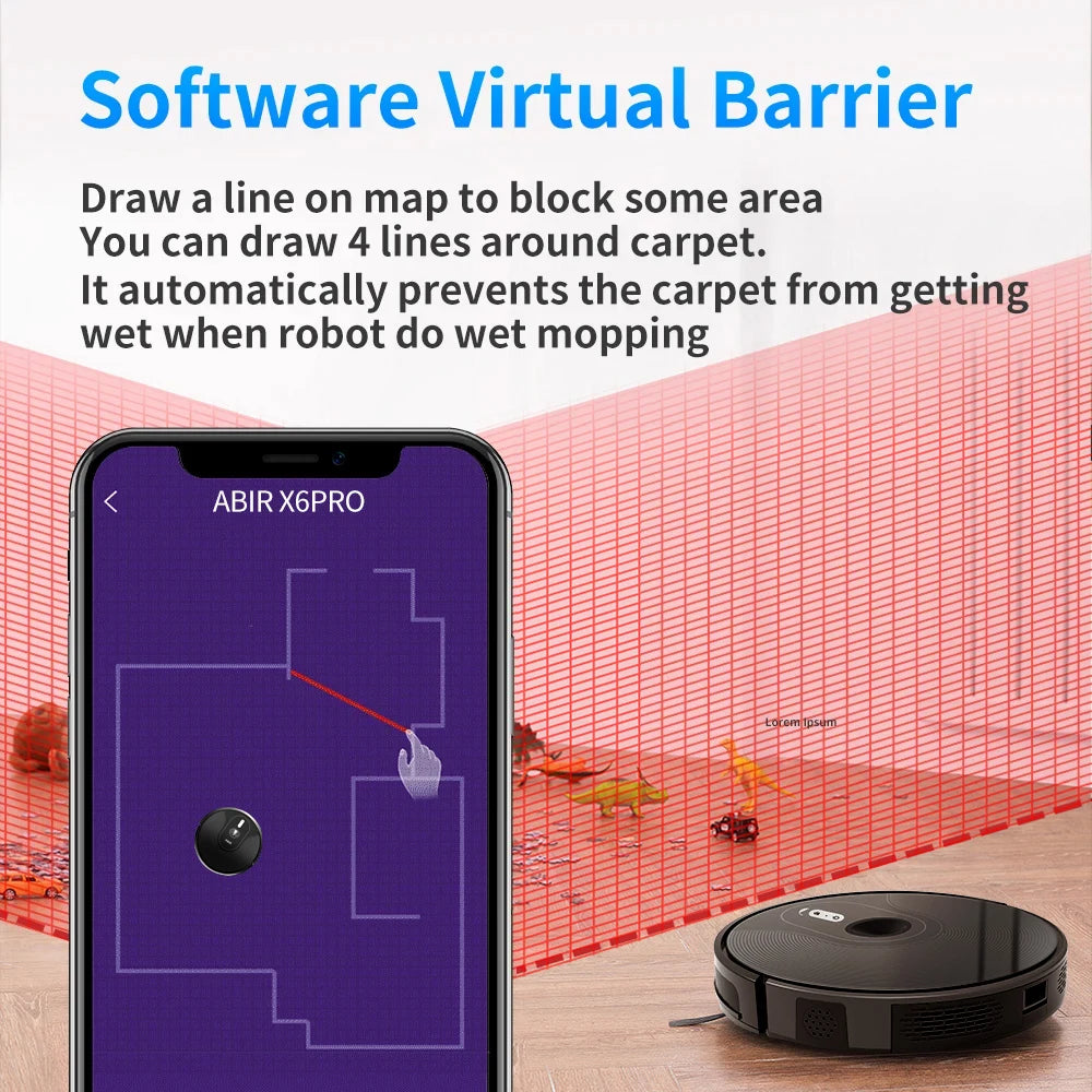 ABIR X6 Pro Robot Vacuum & Mop Combo – 6000Pa Power, Visual Mapping, Voice Control