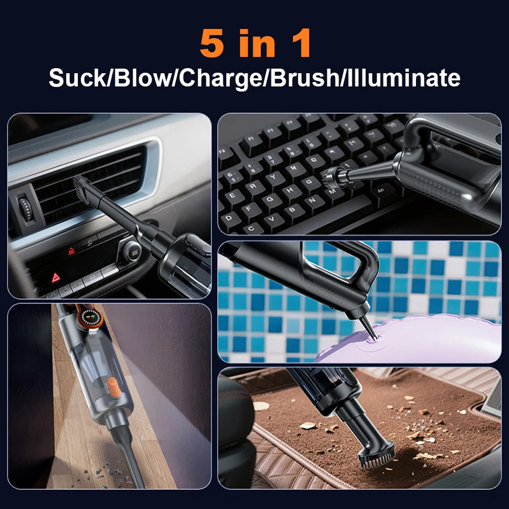 Alloet 2-in-1 Car Vacuum Cleaner & Compressed Air Duster – 17000Pa Suction, Rechargeable