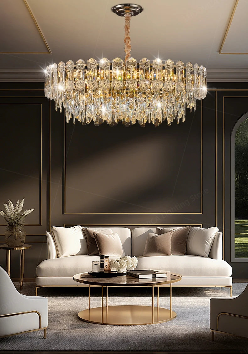 LUDOVICA Crystal LED Chandelier | Elegant Pendant Light for Bedroom & Dining
