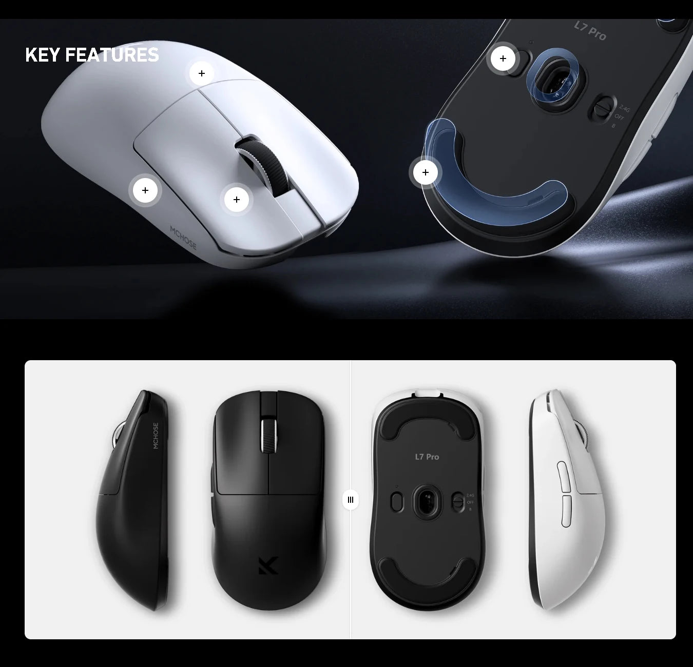 L7 Ultra Wireless Gaming Mouse – PAW3950, 8K Polling, Ultra-Lightweight