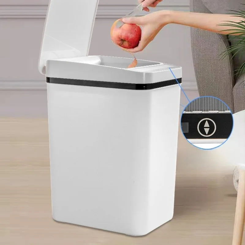 12L Automatic Induction Trash Can – Touchpad Sensor Bin with Motion Detection (White / Grey)