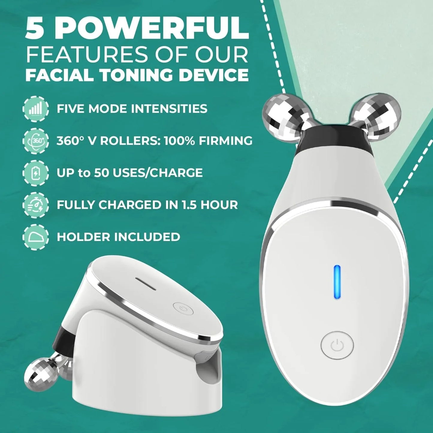 GYLOV Microcurrent Facial Massager – EMS Face Roller for Lifting & Glow