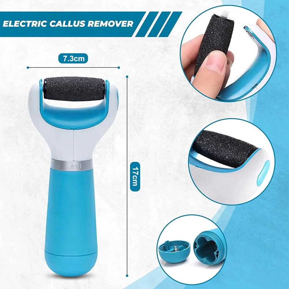 Electric Foot Care Tool for Heels – Portable Dead Skin & Callus Remover (Pink / Blue)