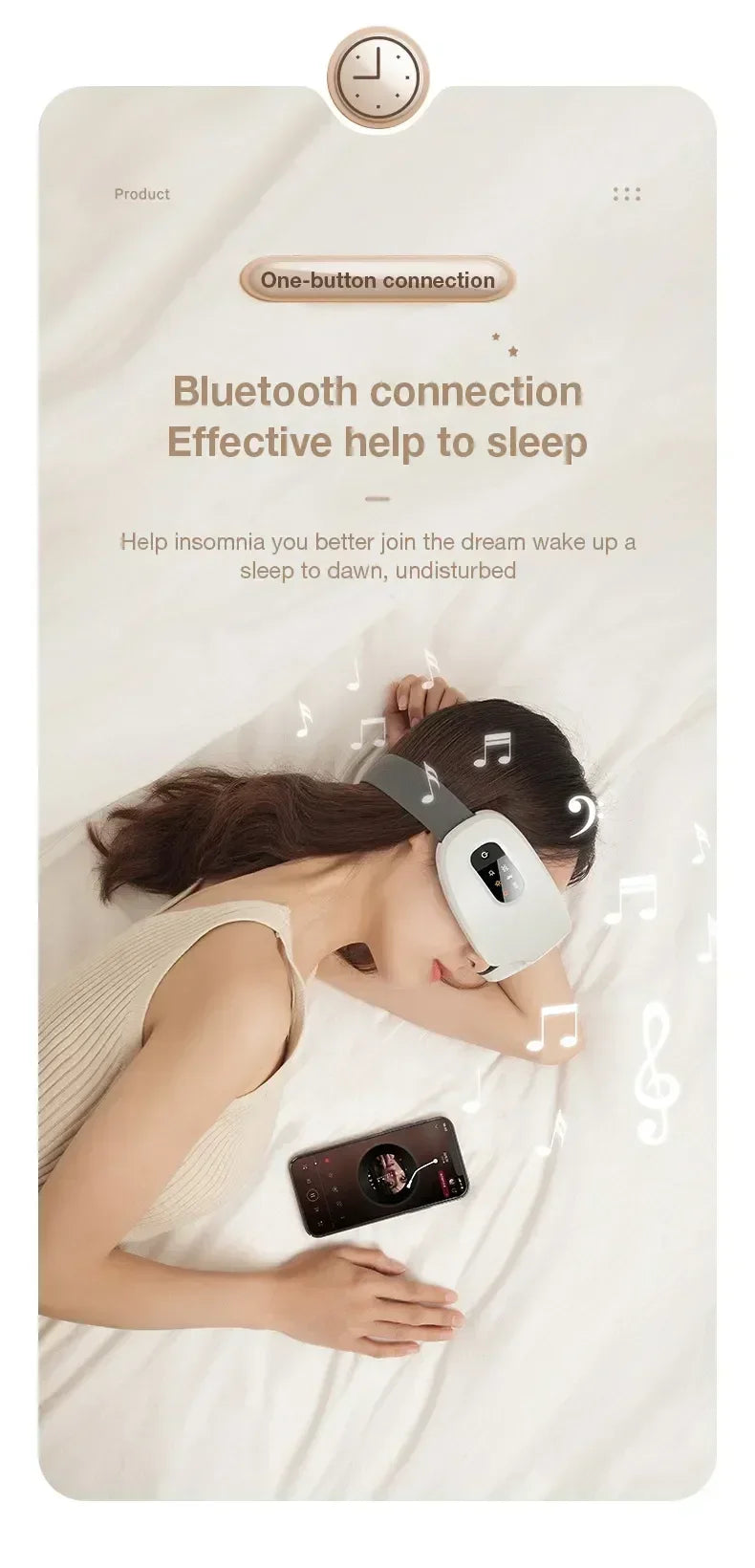 KEMOKO Heated Eye Care Massager – Airbag Vibration, Music & Timer