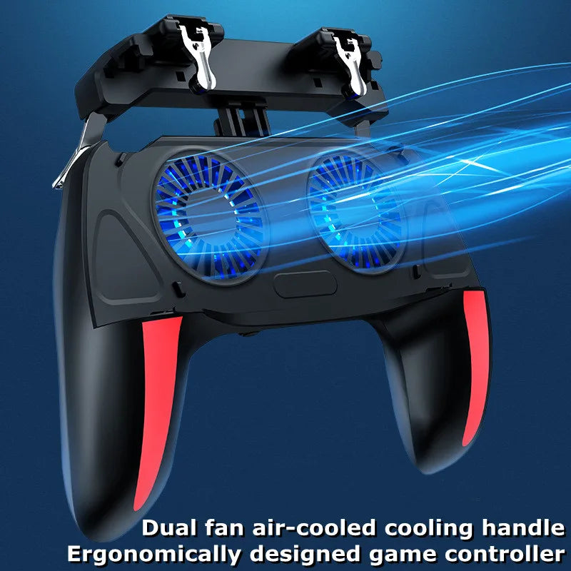 H10 Mobile Phone Gaming Handle with Radiator – 4-Finger Shooter Gamepad for PUBG & FPS